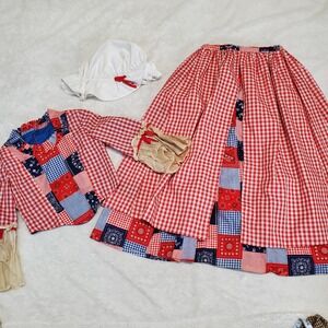 Homemade American Patriotic Colonial Pioneer Skirt Top GIrls 8